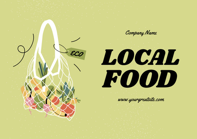 Local Food Ad with Fruits and Vegetables in Eco Bag Poster B2 Horizontal Design Template