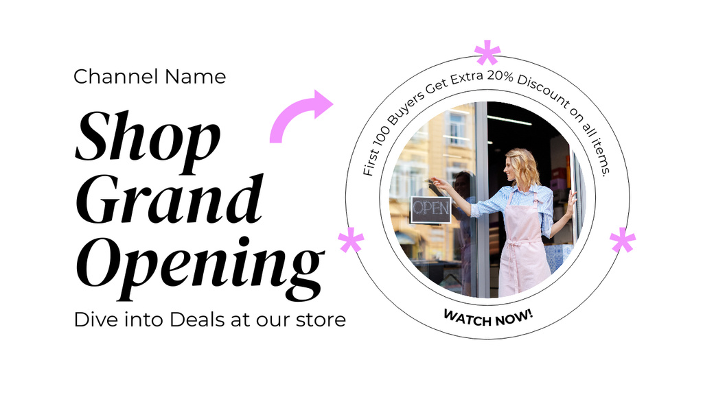 Ontwerpsjabloon van Youtube Thumbnail van Shop Grand Opening With First Buyers Discount
