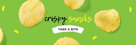 Snacks Ad with Grooved Chips Twitter Modelo de Design