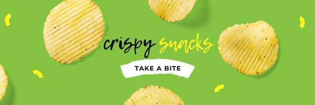 Plantilla de diseño de Snacks Ad with Grooved Chips Twitter 