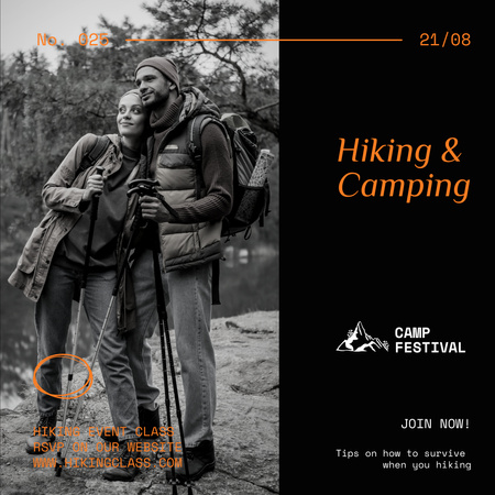 Modèle de visuel Camping Festival Announcement with Tourists - Instagram AD