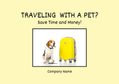 Beagle Dog Sitting near Yellow Suitcase
