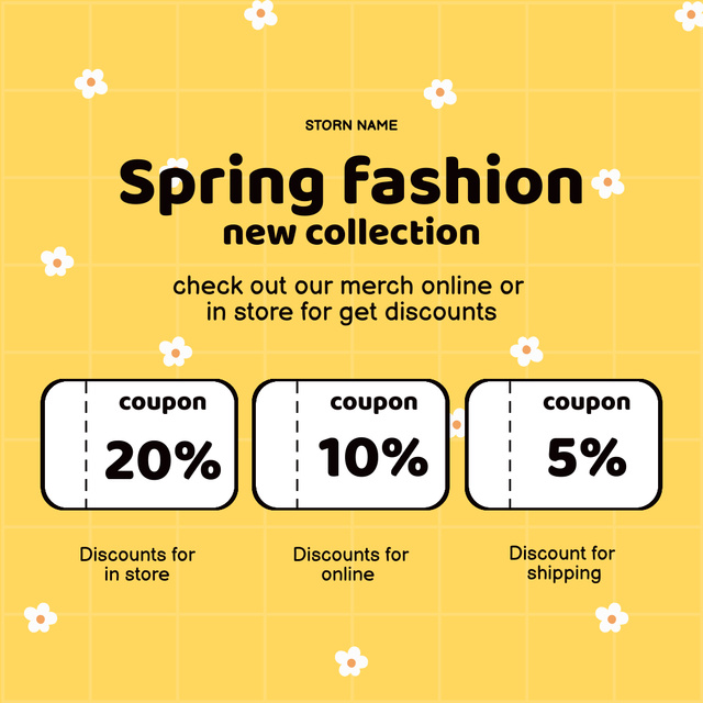 Spring Fashion Collection Discounts Instagram ADデザインテンプレート