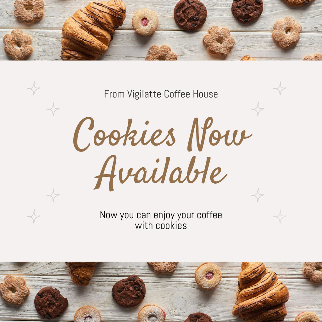 Plantilla de diseño de Enjoy Coffee With Non-Too-Sweet Cookies Instagram 