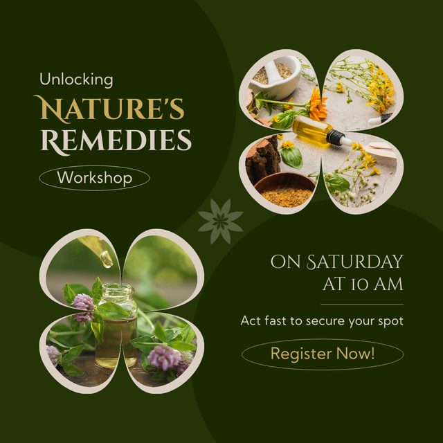 Natural Remedies Workshop With Registration Animated Post Modelo de Design