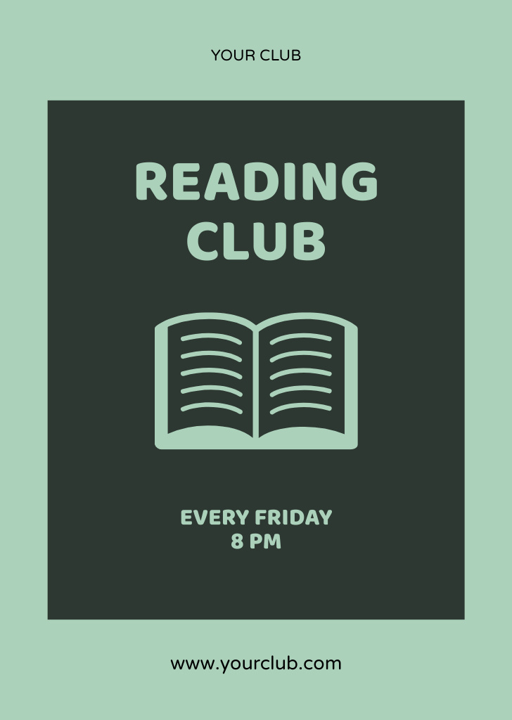 Book Club Invitation Green Postcard A6 Vertical tervezősablon