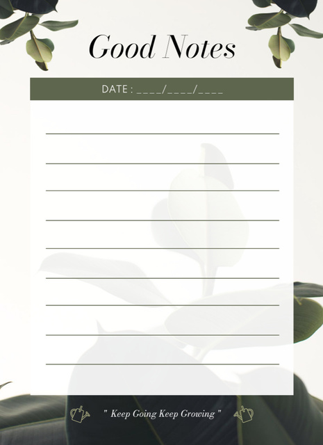 Plant Growth Notes And Organizer Notepad 4x5.5in Tasarım Şablonu