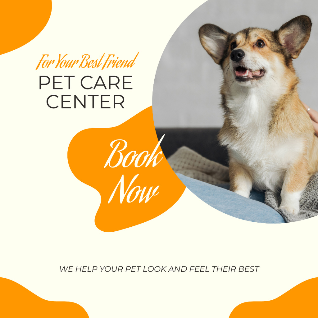 Pet Care Center Ad with Cute Dog Instagramデザインテンプレート