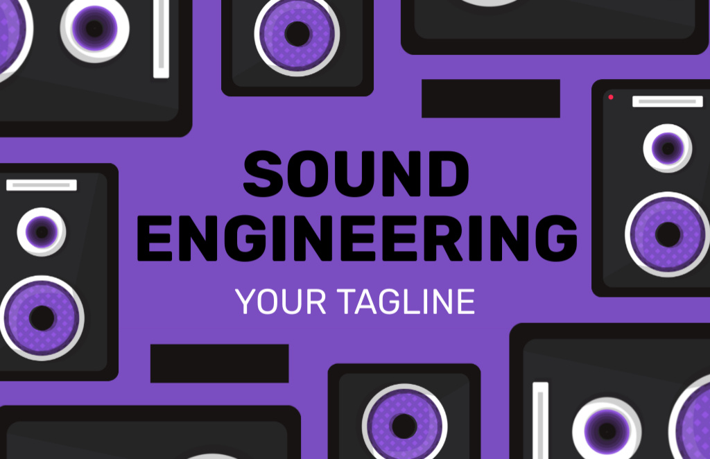 Sound Engineering Service With Stereo System Business Card 85x55mm – шаблон для дизайна
