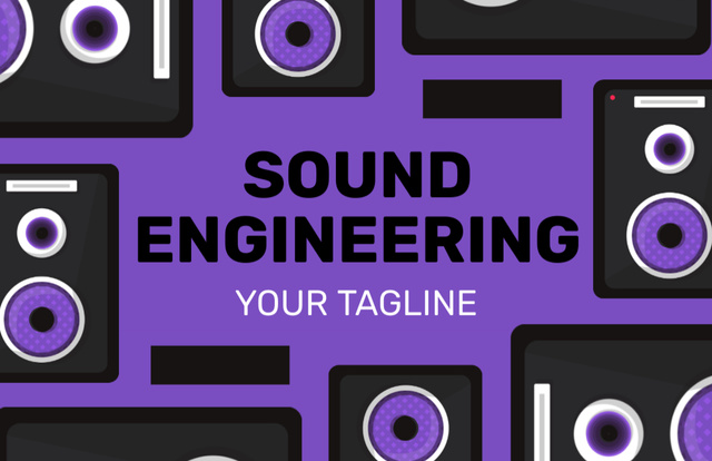 Sound Engineering Service With Stereo System Business Card 85x55mm Šablona návrhu