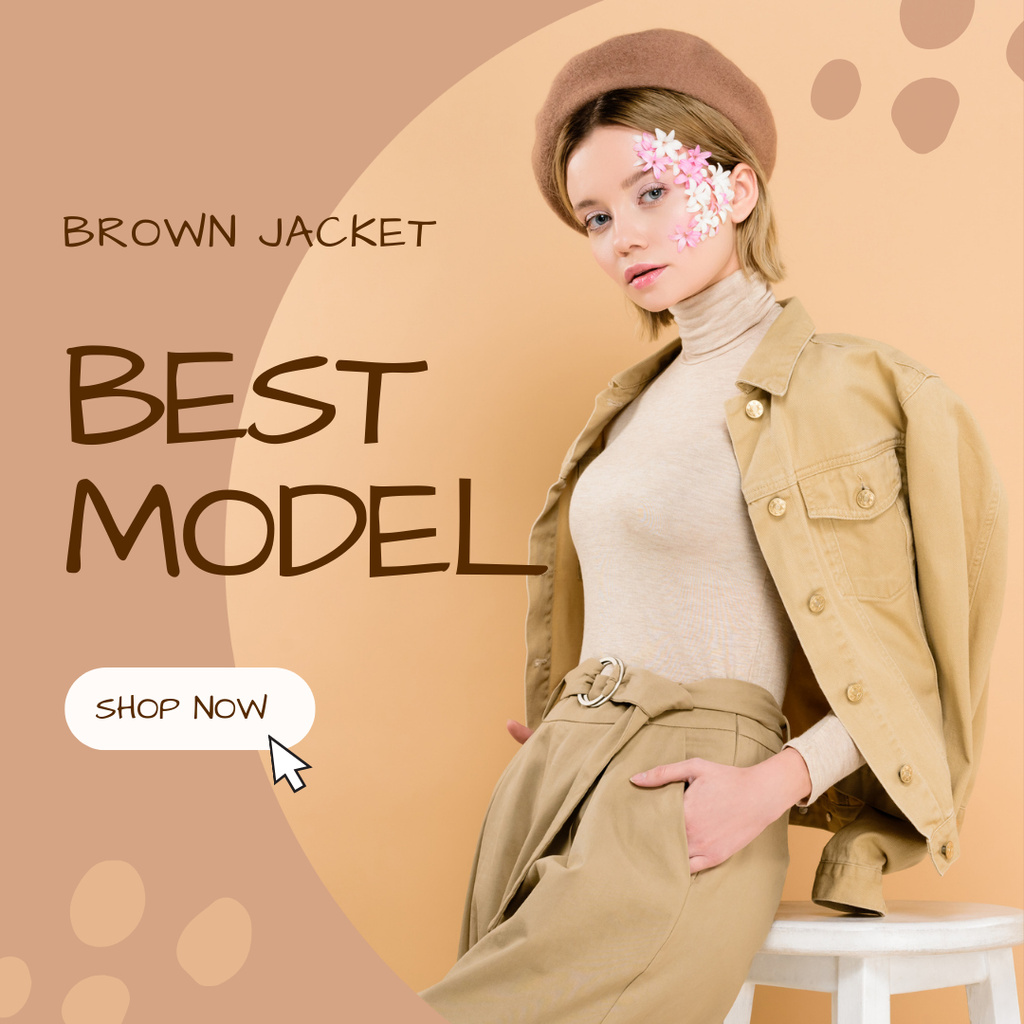 Designvorlage Best Model with Stylish Woman in Hat für Instagram