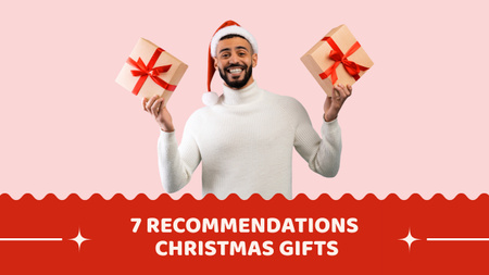 Ontwerpsjabloon van Youtube Thumbnail van Christmas Presents Guide Man Holding Gifts