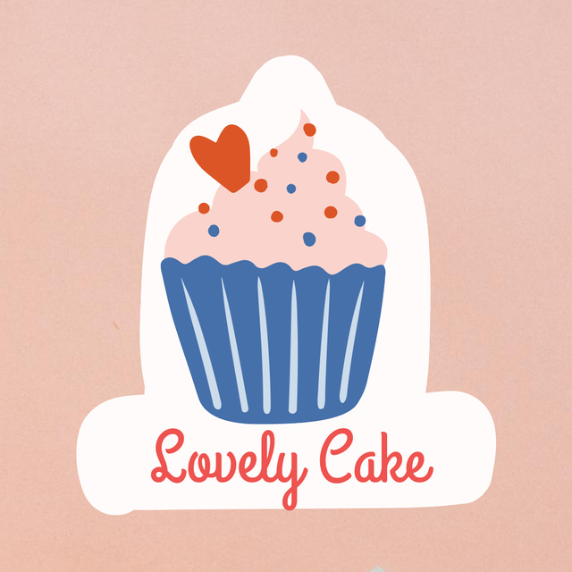 Ontwerpsjabloon van Logo van Cute Yummy Cupcake with Heart