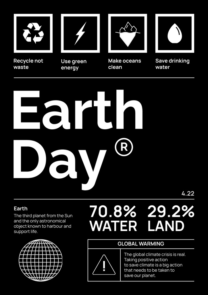 Earth Day Announcement with Icons Poster Modelo de Design