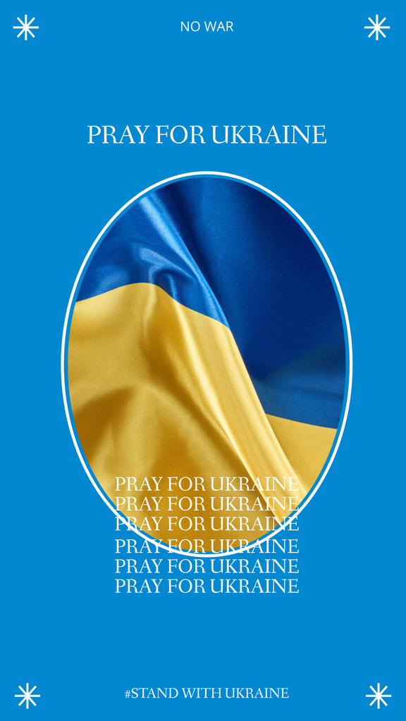 Pray for Ukraine Text on Blue Instagram Story Modelo de Design
