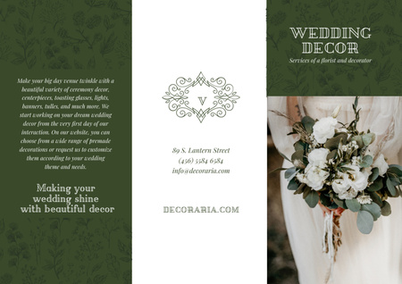 Plantilla de diseño de Wedding Decor Service Offer with Bouquet of Tender Flowers Brochure 