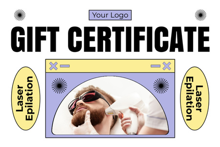Erkekler İçin Lazer Epilasyon Reklamı Gift Certificate Tasarım Şablonu