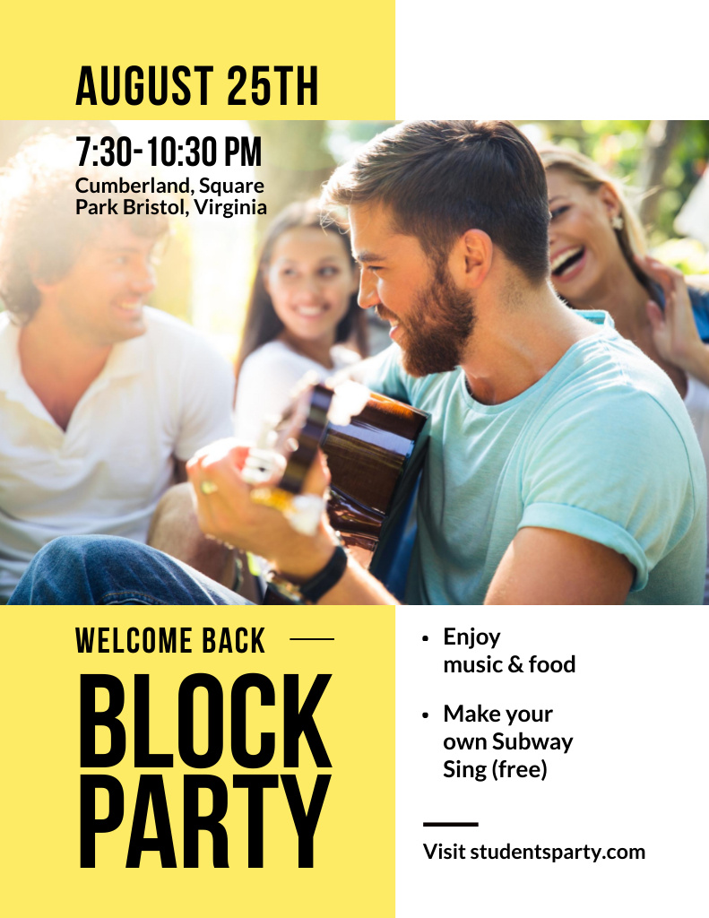 Welcome to Block Party Flyer 8.5x11in Design Template