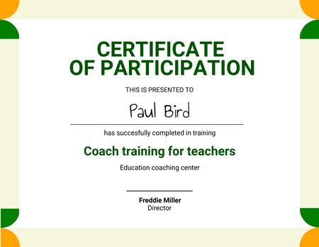 Ontwerpsjabloon van Certificate van Training