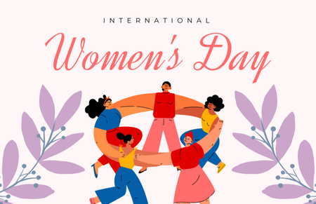 Global Women's Rights Day Greetings with Women in Circle Thank You Card 5.5x8.5inデザインテンプレート