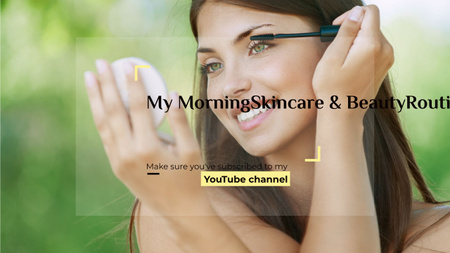 Beauty Blog Ad with Woman Applying Mascara Youtube – шаблон для дизайна