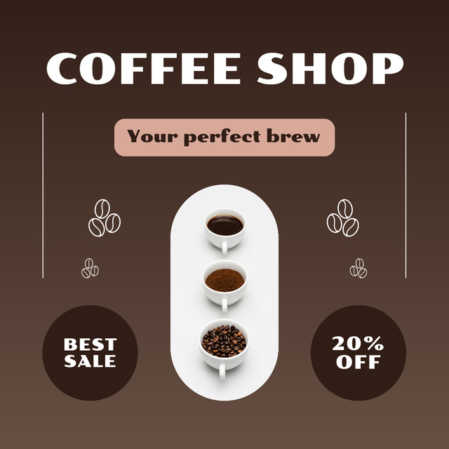 Ontwerpsjabloon van Instagram van Coffee Shop Offer Best Discounts For Beverages