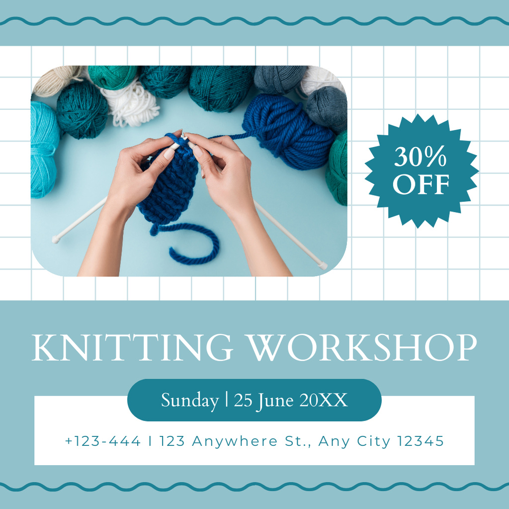 Designvorlage Announcement of a Discount on Knitting Masterclass In June für Instagram