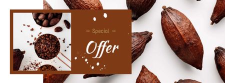 Chocolate pieces and cocoa beans Facebook cover Design Template