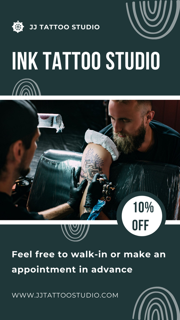 Ink Tattoo Studio Offer With Discount Instagram Storyデザインテンプレート