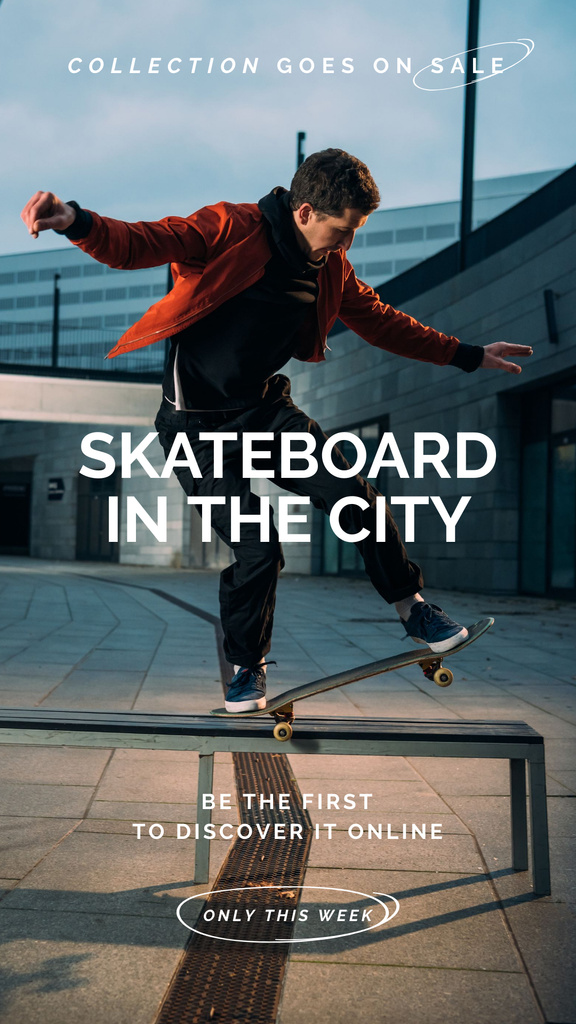 Designvorlage Exclusive Skateboard Collection Online Offer für Instagram Story