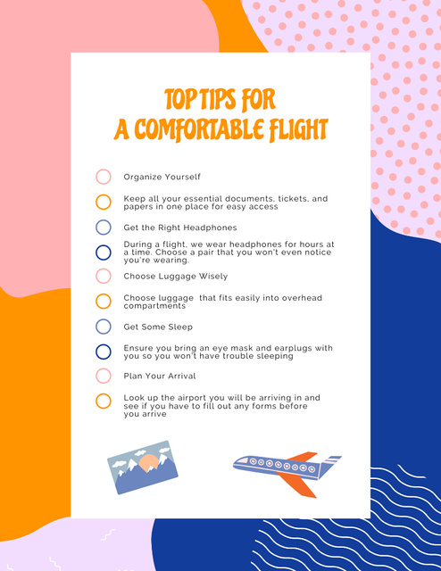Tips for Comfortable Flights Notepad 8.5x11in Tasarım Şablonu