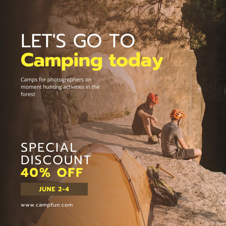 Template di design Tourists Sitting on Hillside for Camping Ad Instagram