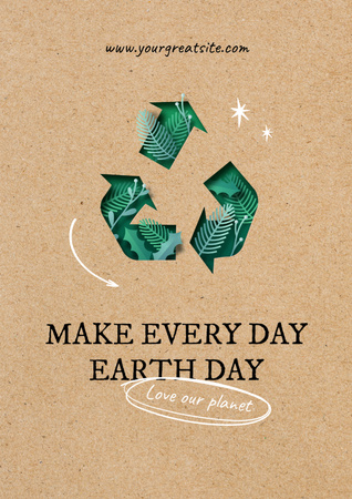 Earth Day Announcement with Recycling Symbol Poster A3 Design Template