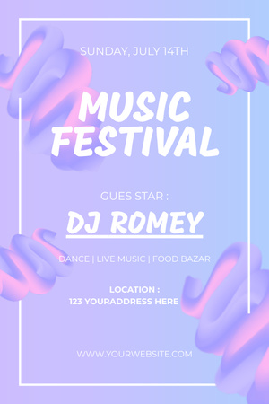 Music Festival Announcement with Dj Pinterest Design Template