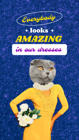 Funny Cat in Female Dress Instagram Story tervezősablon