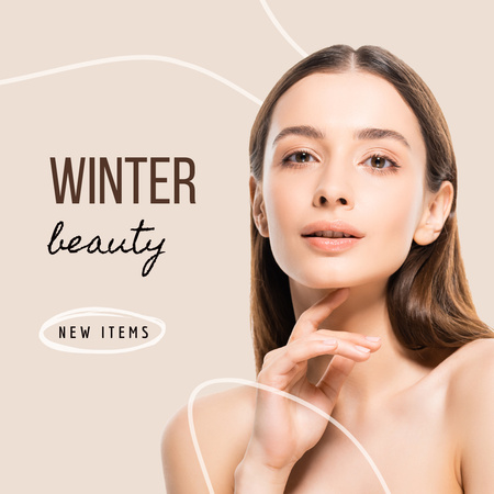 Skincare Products Ad with Young Woman Instagram Design Template