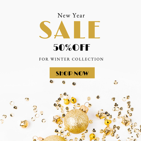 Shining Decorations And New Year Sale Offer For Collection Instagram Design Template
