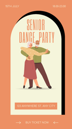 Оголошення танцювальної вечірки старших в помаранчевому кольорі Instagram Story – шаблон для дизайну