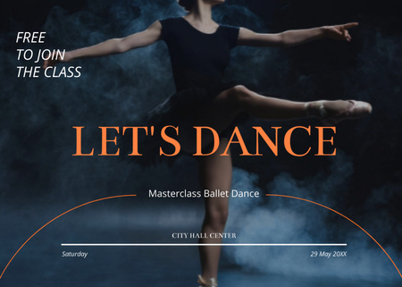 Ballet Dance Masterclass Flyer 5x7in Horizontal Design Template