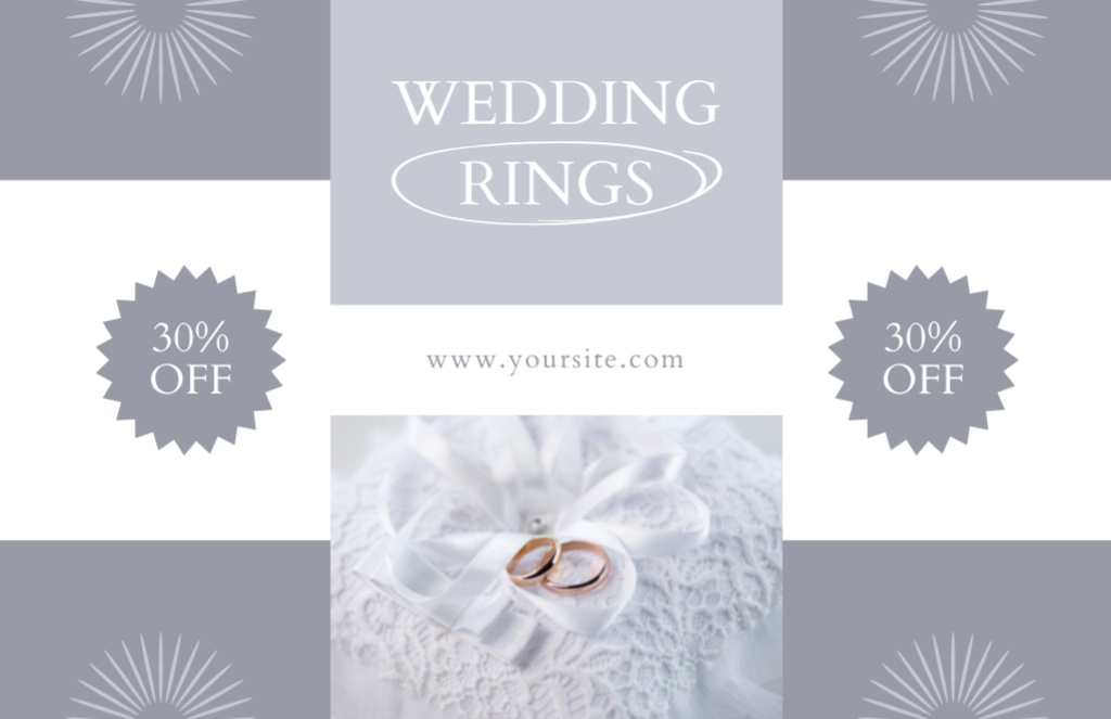 Template di design Wedding Rings Promo on Grey Thank You Card 5.5x8.5in