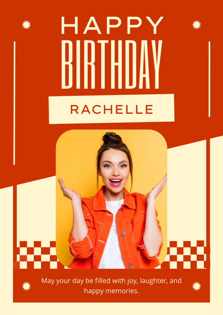 Happy Birthday to Beautiful Woman in Orange Poster – шаблон для дизайна