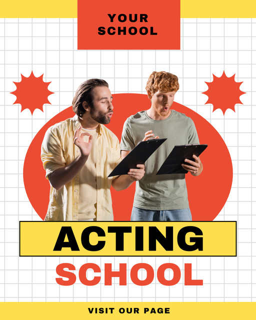 Advertising Acting School with Emotional Actors Instagram Post Vertical Design Template