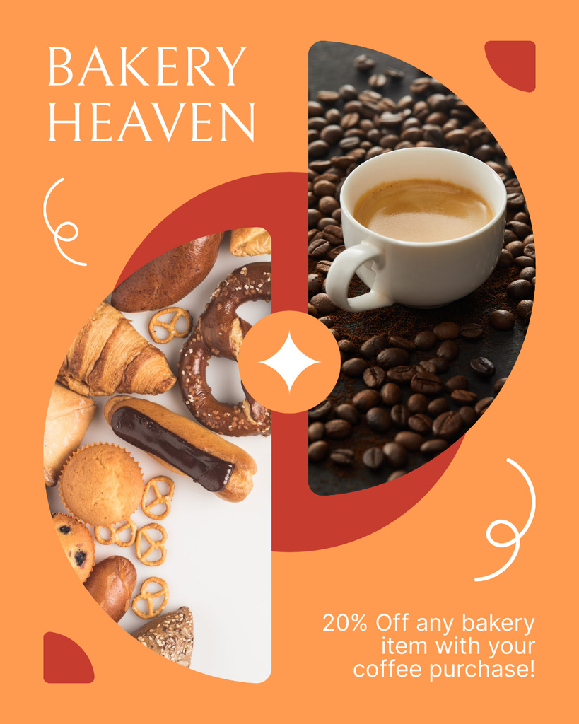 Sweet Pastry With Discounts For Coffee Order Instagram Post Vertical Tasarım Şablonu