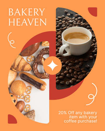 Sweet Pastry With Discounts For Coffee Order Instagram Post Vertical Design Template