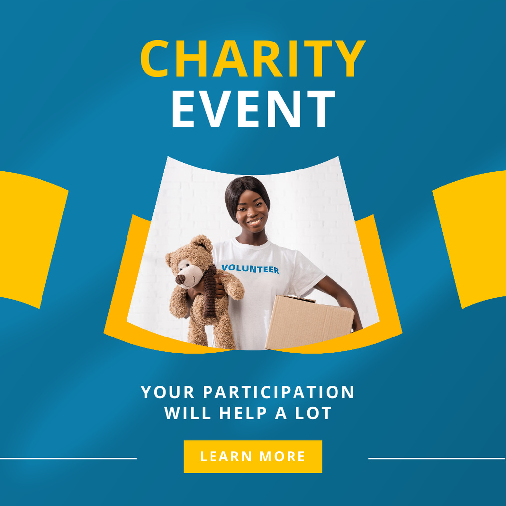 Charity Action Announcement in Blue Instagram Design Template