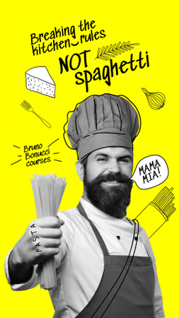 főzőtanfolyamok hirdetés vicces séf Instagram Story tervezősablon
