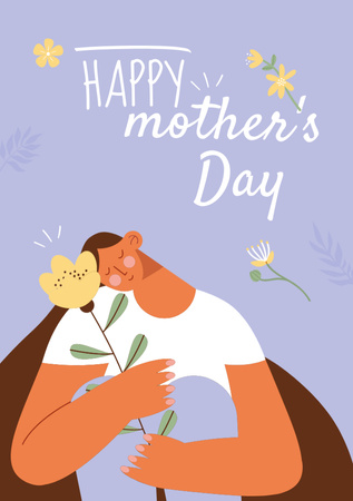 Saudação de Dia das Mães de uma filha amorosa Postcard A5 Vertical Modelo de Design