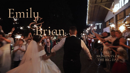 Designvorlage Newlyweds Running And Sparklers At Wedding für YouTube intro