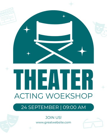 Invitation to Acting Workshop with Chair Illustration Instagram Post Vertical Design Template