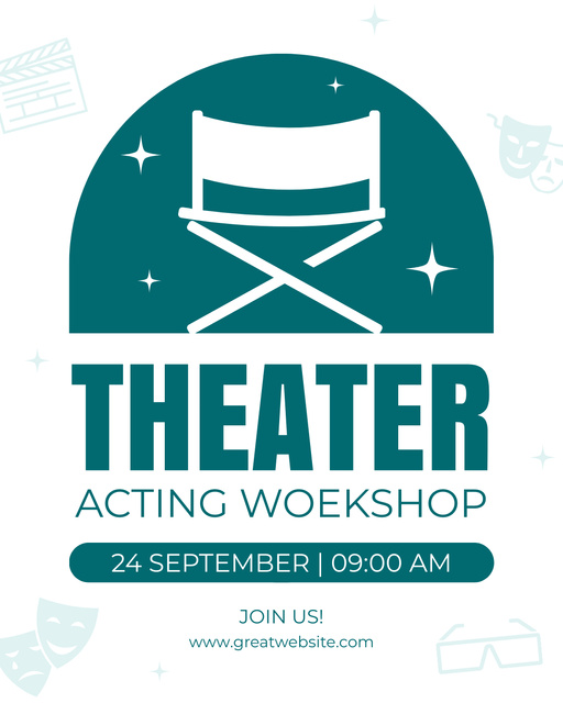 Invitation to Acting Workshop with Chair Illustration Instagram Post Vertical tervezősablon